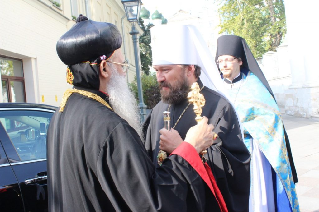 Metropolitan Hilarion, the Chairman of the Department of External Affairs of the Moscow Patriarchate receiving His Holiness to St. Cyril and Methodius Institute of Post-Graduate Studies